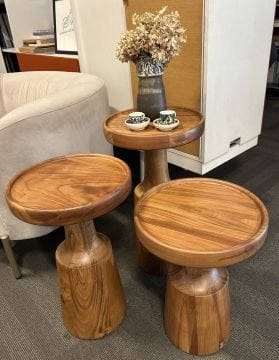 Masif Ihlamur 3lü Torna Sehpa