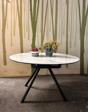 İthal Temperli Cam Üstü Porselen Kaplama Açılabilen Masa