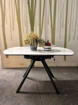 İthal Temperli Cam Üstü Porselen Kaplama Açılabilen Masa