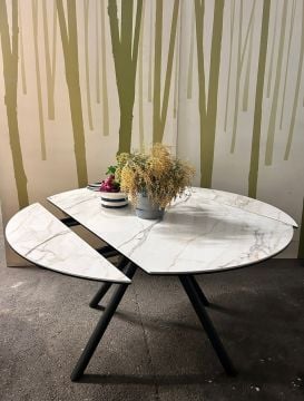 İthal Temperli Cam Üstü Porselen Kaplama Açılabilen Masa