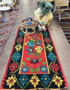 El Dokuma Kök Boya Karabağ kilim
