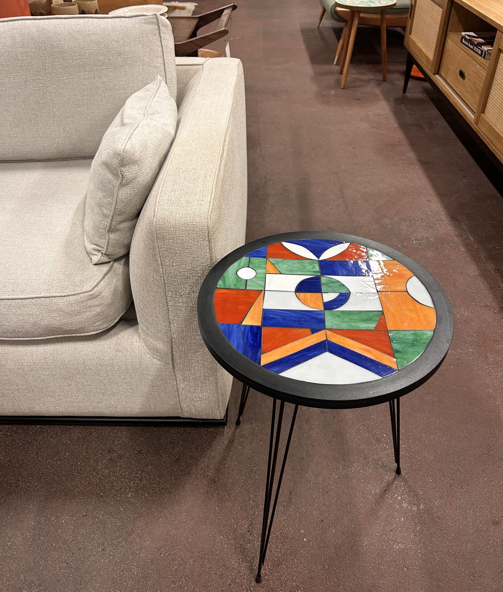 El Yapımı Mozaik Yan Sehpa