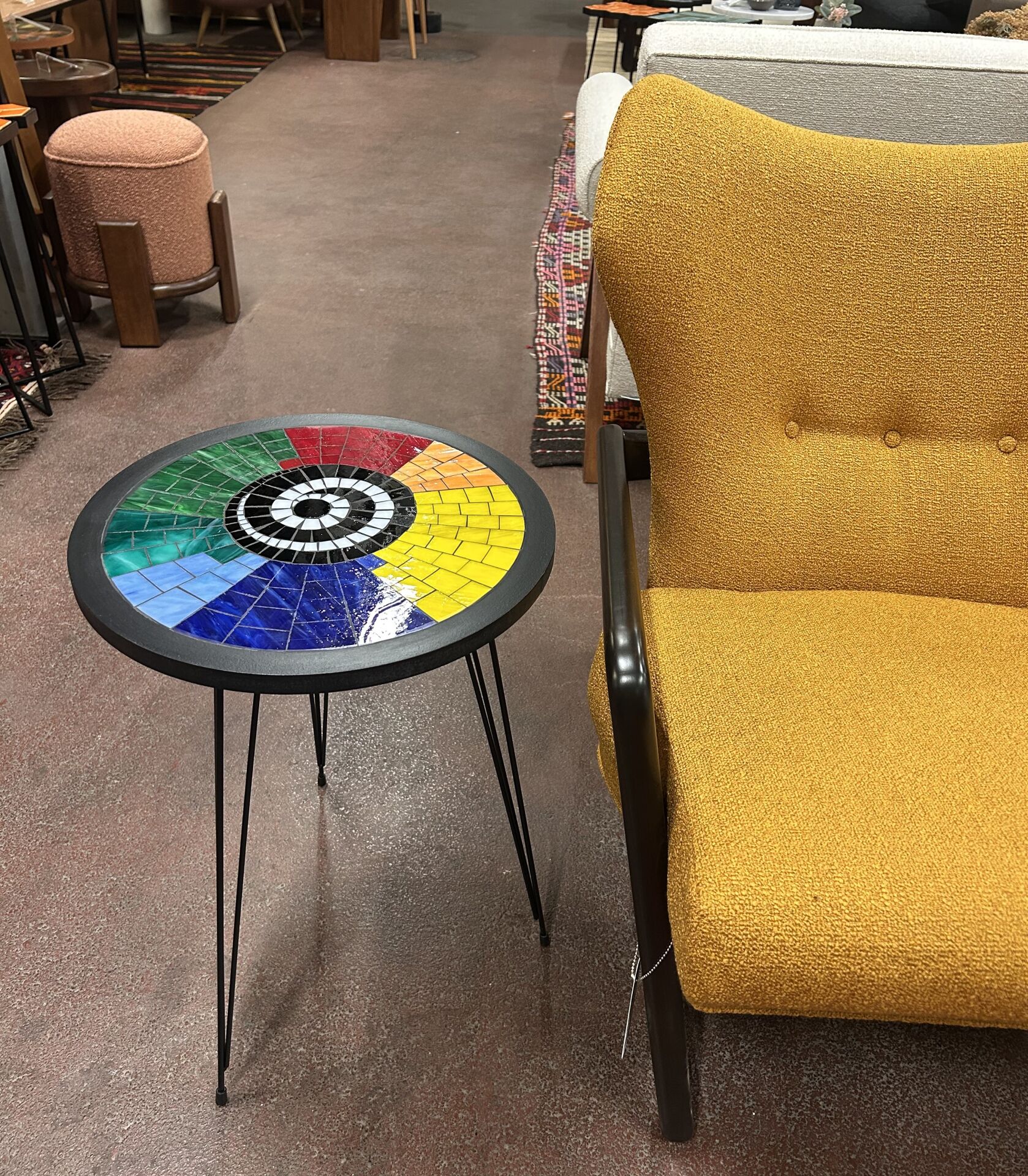 El Yapımı Mozaik Yan Sehpa