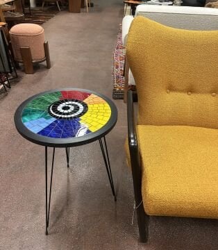 El Yapımı Mozaik Yan Sehpa