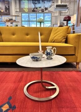 Krom Ayaklı Mermer Yan Sehpa